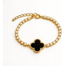 Pulseira Trevo Pedras Zircônia Virgínia Cravejado Ouro 18k