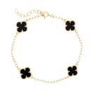 Pulseira Trevos Preto Virginia Folheada a Ouro 18k