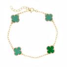 Pulseira Trevos Verde Virginia Folheada a Ouro 18k