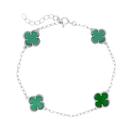 Pulseira Trevos Verde Virginia Folheada a Prata 925
