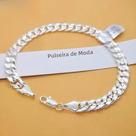 Pulseira Unissex De Prata 925 Com Corrente Plana De 6mm E Fecho Lagosta Para Casamento, Noivado E