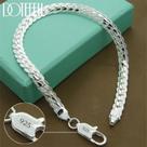Pulseira Unissex De Prata 925 Com Corrente Plana De 6mm E Fecho Lagosta Para Joias De Casamento E
