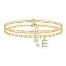 Pulseira Ursteel E Initial com tornozeleiras ajustáveis banhadas a ouro