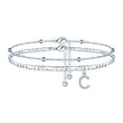 Pulseira Ursteel Silver Layered Chain Initial C Anklets 8,5" Pulseira Ursteel Silver Layered Chain Initial C Anklets 8,5"