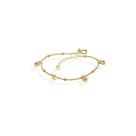Pulseira Veneziana Com Bolinha E 4 Corações de Zircônia 18cm