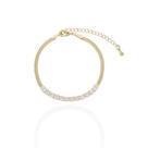 Pulseira Veneziana Dupla com Faixa de Riviera Branca Banho Ouro 18K Pulseira Veneziana Dupla com Faixa de Riviera Branca Banho Ouro 18K