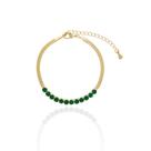 Pulseira Veneziana Dupla com Faixa de Riviera Esmeralda Banho Ouro 18K Pulseira Veneziana Dupla com Faixa de Riviera Esmeralda Banho Ouro 18K