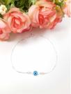 Pulseira Veneziana Olho Grego Azul Prata Legitima 925