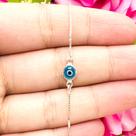 Pulseira Veneziana Olho Grego Prata Legitima 925 / 18 / Azul