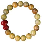 Pulseira verde Santos Wood Bead 10mm com cobra vermelha esculpida Pulseira verde Santos Wood Bead 10mm com cobra vermelha esculpida