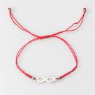 Pulseira Vermelha Kaballah Com Pingente Do Infinito Prateada