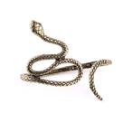 Pulseira vintage dourada Snake ajustável com olhos de gema verdes
