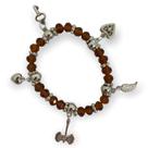 Pulseira Xango marron penduricalhos cristal e silicone