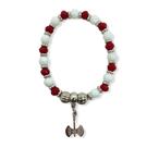 pulseira xango vermelho e branco cristal silicone e pingente