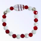 Pulseira Zé Pelintra vermelha e branca com búzios Cristal e Silicone