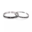 Pulseiras 999 Silver Matching Couple, feitas à mão, com manguito aberto
