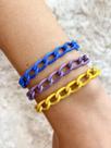 Pulseiras coloridas cores vivas pulseira de correntes Azul Amarelo Rosa