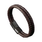 Pulseiras De Corda Trançada De Couro Para Homens, Aço Inoxidável, Jóias Da Moda