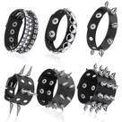 Pulseiras de couro punk cravejado Hicarer para homens e mulheres