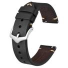 Pulseiras de relógio BISONSTRAP, couro costurado à mão, 20 mm, pretas masculinas