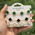 Pulseiras Femininas Sortidas 5 Trevos Aço Inoxidável 316L Delicadas e Duráveis