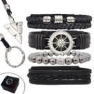 Pulseiras Masculinas Kit C/04 Bússola Preto + 2 Colares Top de Linha