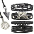 Pulseiras Masculinas Kit C/4 MOTOQUEIRO MOTO BLACK + 2 Colares Flecha Moeda Premium