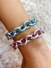 Pulseiras Maxi coloridas Banhada Barbie Core Azul e Rosa