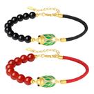 Pulseiras para casais em prata S925 com contas de ágata, esmalte Cicada Pulseiras para casais em prata S925 com contas de ágata, esmalte Cicada