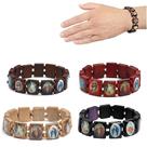 Pulseiras religiosas WBTY de madeira elásticas católicas, 4 peças Pulseiras religiosas WBTY de madeira elásticas católicas, 4 peças