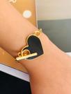 Pulseiras Semi Joia com fecho frontal coração esmaltado preto