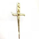 Punhal Metal Dourado Brilhante Com Pedra Amarela e Strass
