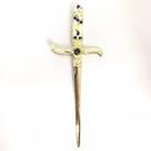 Punhal Metal Dourado Brilhante Com Pedra Azul e Strass