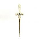 Punhal Metal Dourado Brilhante Pedra Azul 15 Cm