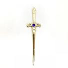 Punhal Metal Dourado Brilhante Pedra Lilás 15 Cm