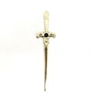 Punhal Metal Dourado Brilhante Pedra Preta 15 Cm