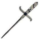 Punhal Metal Prata Brilhante Com Pedras Pretas e Strass