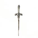 Punhal metal Prata Envelhecida Pedra Azul 15 Cm