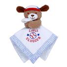 Puppy Snuggle Buddy de pelúcia de 13 polegadas com chocalho de brinquedo, bordado de beisebol Little Slugger e cetim, branco com acabamento listrado Puppy Snuggle Buddy de pelúcia de 13 polegadas com chocalho de brinquedo, bordado de beisebol Little Slugger e cetim, branco com acabamento listrado