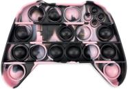 Push Pop Fidget Toy Game Controller Handle Gamepad Shape, Tie-dye Popper Sensory Bubble Fidget Toy, brinquedo de aperto de silicone, brinquedo para aliviar o estresse para crianças e adultos autismo (preto/rosa)