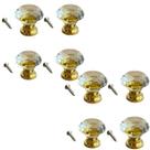 Puxador de Cristal com Base Dourada, Decorativo, para Armários e Gavetas, 8 Peças 25mm