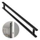 Puxador De Porta Preto Madeira Vidro 60cm Inox 304 Escovado Puxador De Porta Preto Madeira Vidro 60cm Inox 304 Escovado