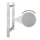 Puxador Duplo Alumínio Escovado 40 cm Porta Pivotante, Madeira, Vidro Cód. 6140-1