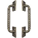 Puxador Duplo Atlas 330mm Bronze Antigo Porta Pivotante Correr Passagem Madeira Vidro Colonial Clássico Rústico Máxima Metais
