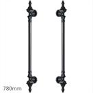 Puxador Duplo Classic 780mm Preto Fosco Porta Pivotante Correr Passagem Madeira Vidro Colonial Clássico Rústico - Máxima Metais