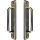 Puxador Duplo Colonial Porta Correr Madeira Rústico 148mm London Bronze Antigo