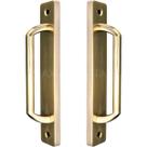 Puxador Duplo Colonial Porta Correr Madeira Rústico 148mm London Dourado