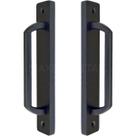 Puxador Duplo Colonial Porta Correr Madeira Rústico 148mm London Preto Fosco
