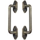 Puxador Duplo Petrus 350mm Bronze Antigo Porta Pivotante Correr Passagem Madeira Vidro Colonial Clássico Rústico Máxima Metais