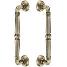 Puxador Duplo Victoria 305mm Bronze Antigo Porta Pivotante Correr Passagem Madeira Vidro Colonial Clássico Rústico Máxima Metais